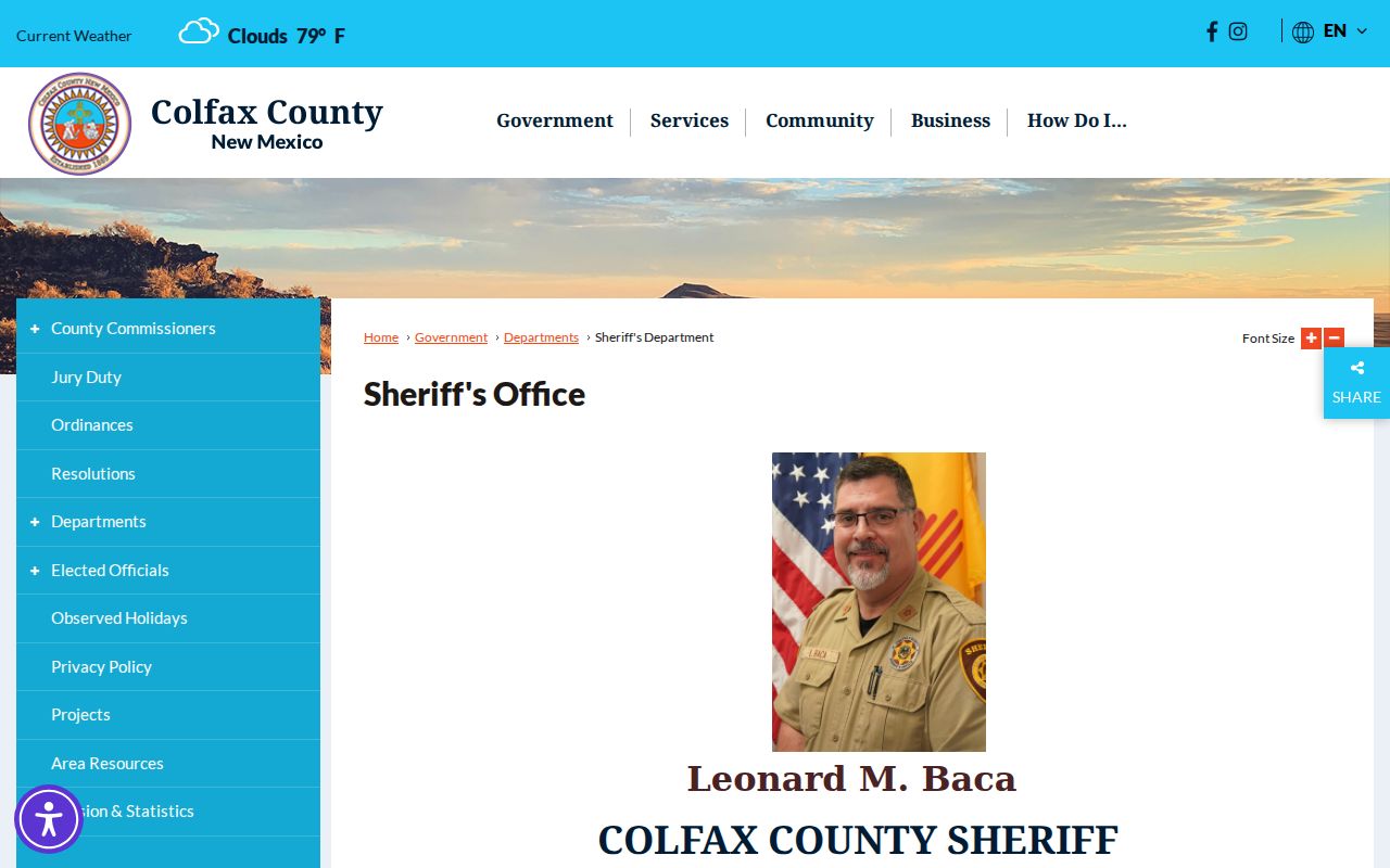 Colfax County arrest history services from the Sheriff's Office