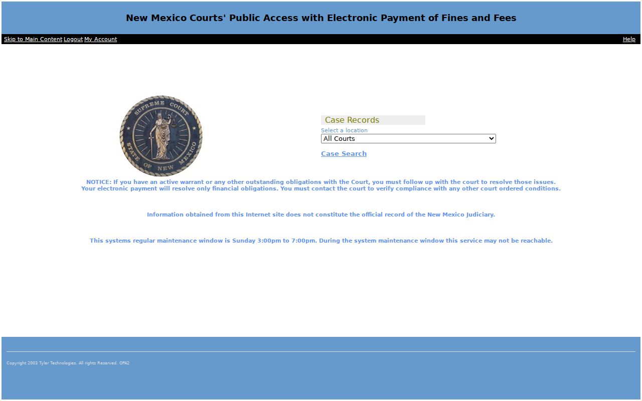 Colfax County criminal case records in Odyssey Public Access