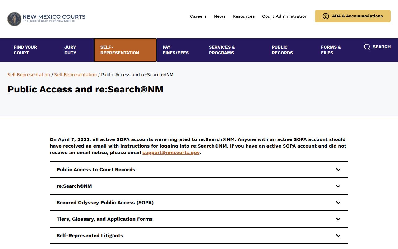 Colfax County court case access guidance for public records and re Search NM