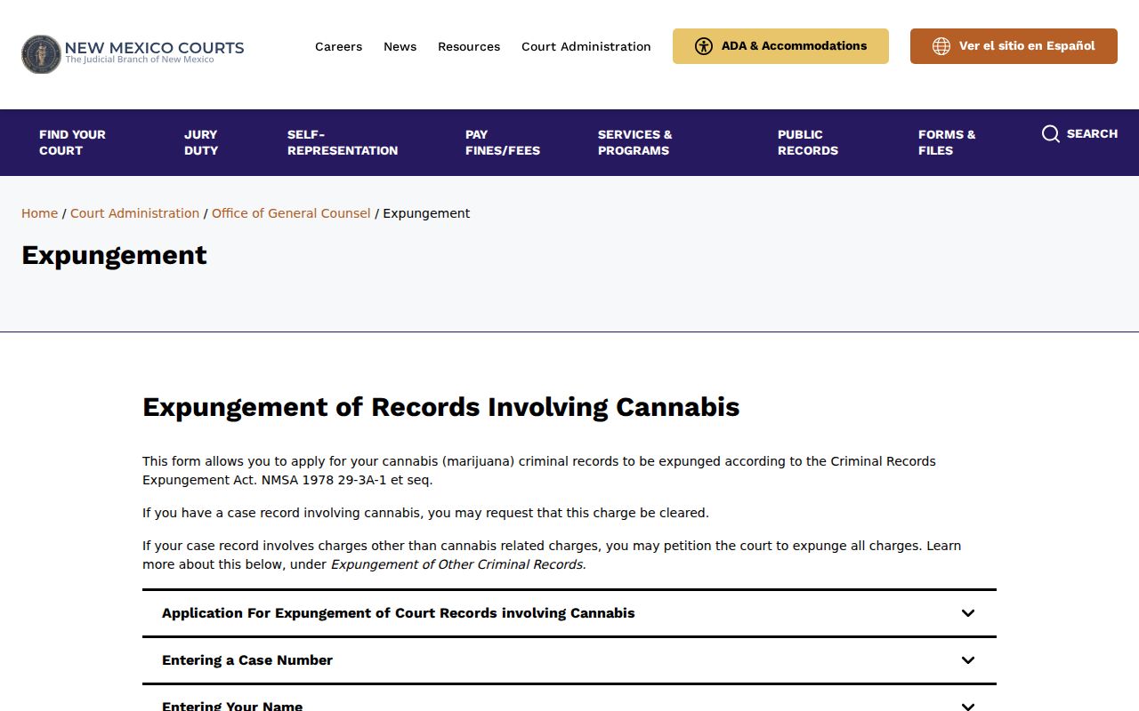 Raton criminal history and New Mexico Judiciary expungement page