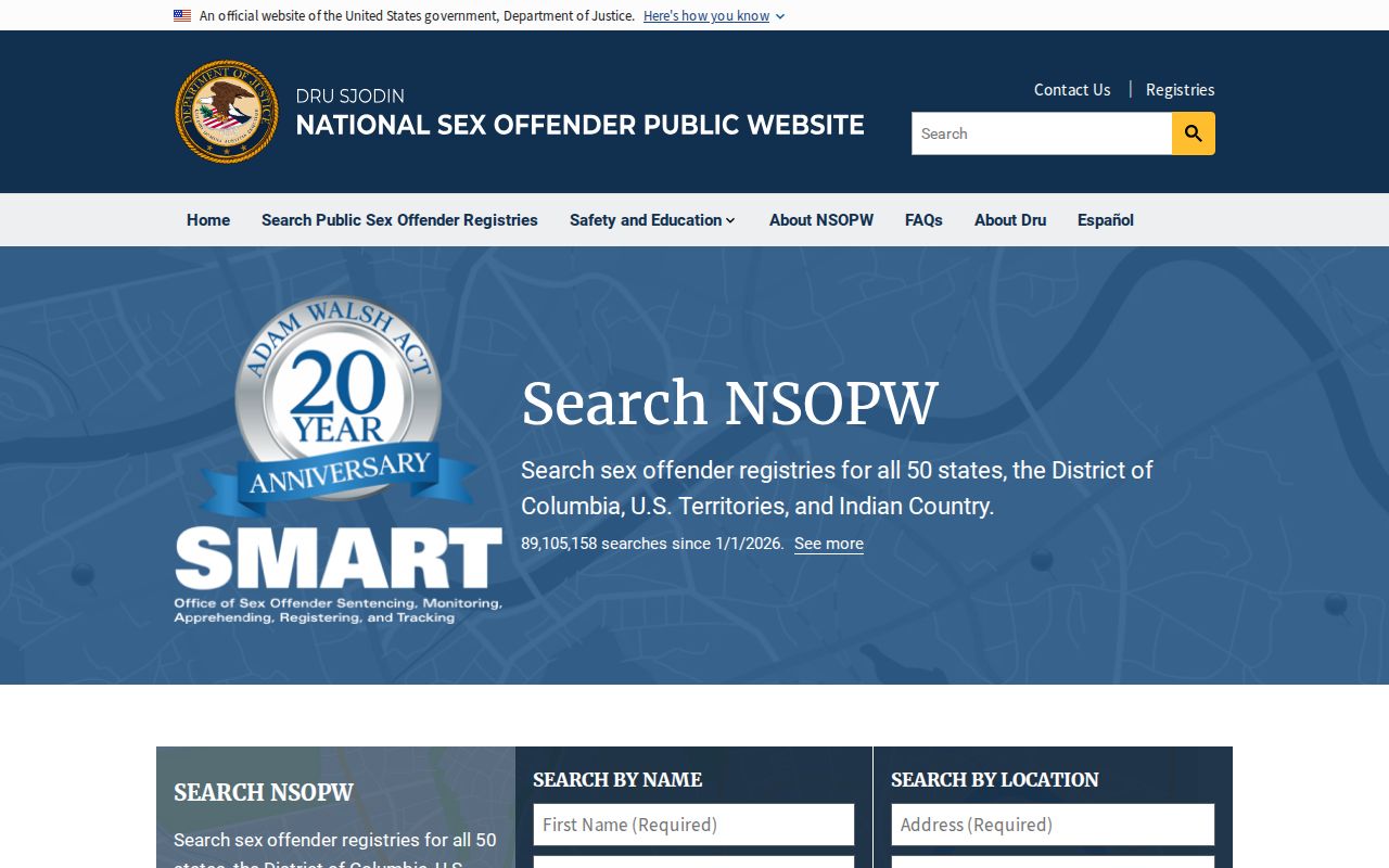 Colfax County sex offender check through the national NSOPW search