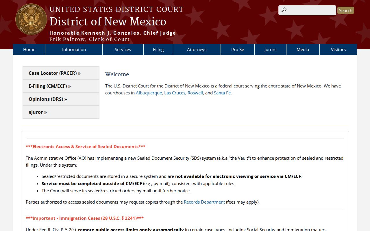 Springer criminal records and United States District Court for New Mexico
