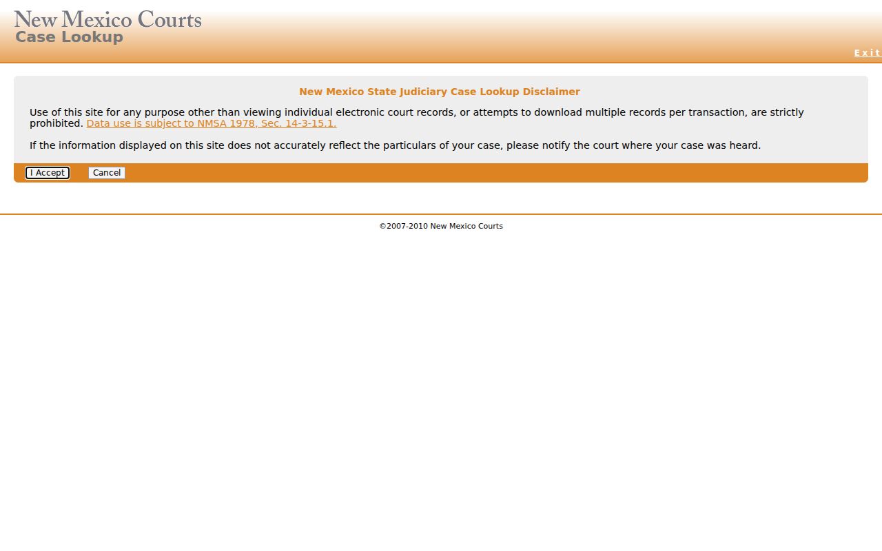 Colfax County criminal case lookup interface